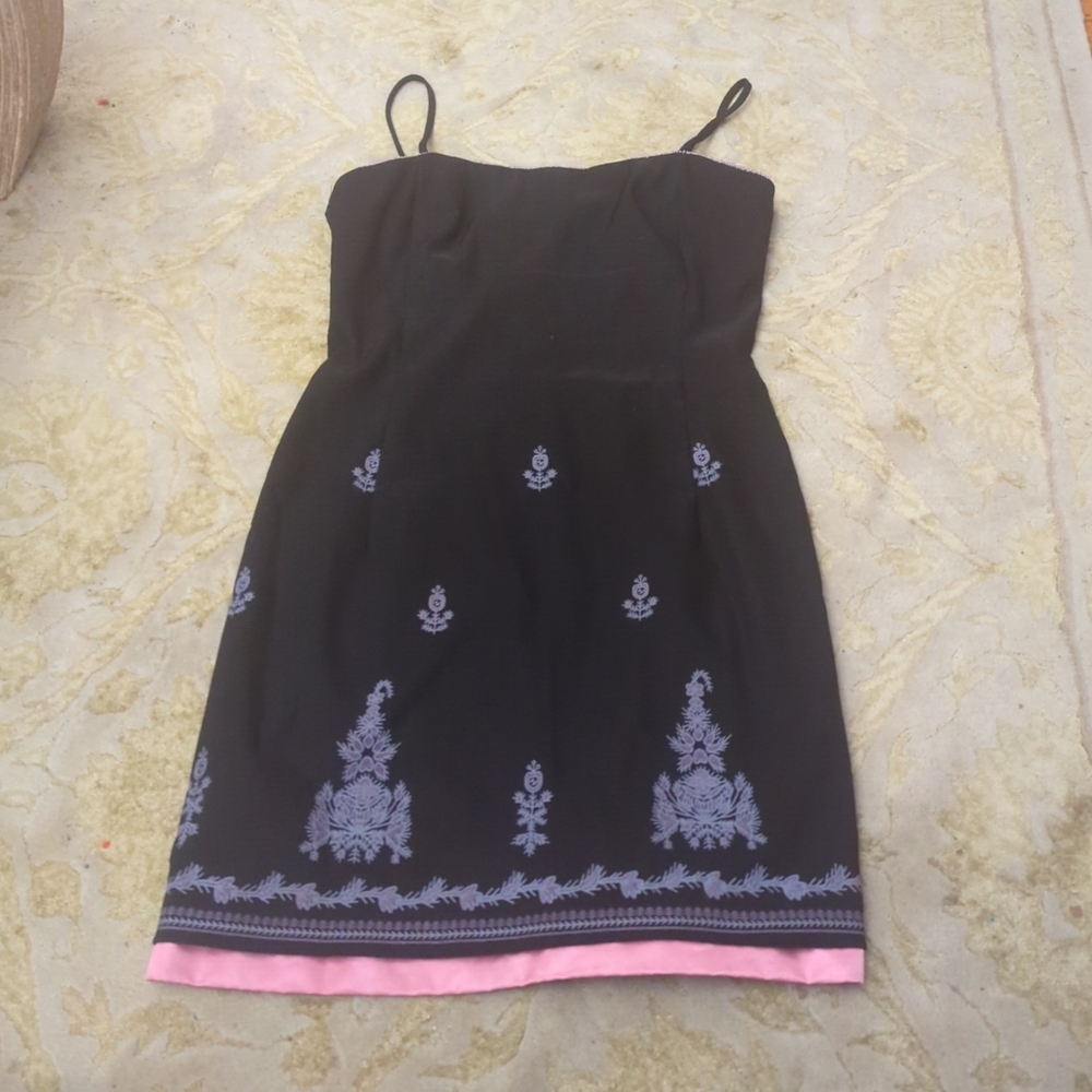 City Triangles Y2K Vintage Prom Hoco  Black Pink Bead Dress Cocktail  Sz 9